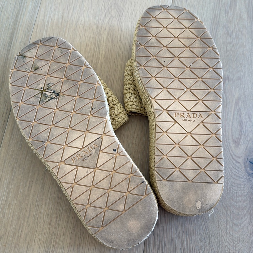 Prada Women's Woven Tan Sandals - Picture 5 of 10